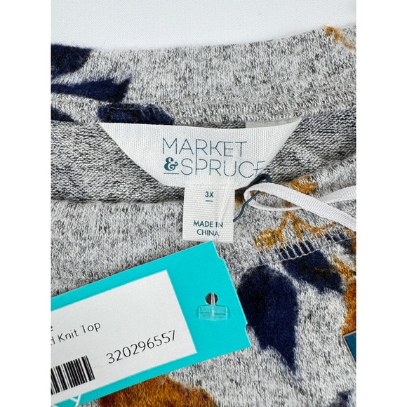 Market & Spruce Paulsen Brushed Knit‎ Top - Grey 3X Stitch Fix New With Tags - Picture 3 of 5